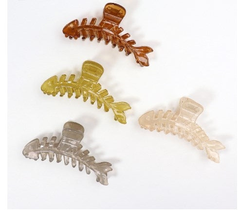 Casual Fishbone Transparent Hair Claw Clip for Women