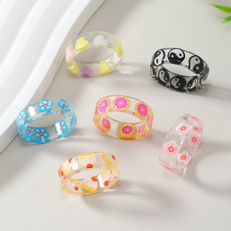 Casual Colorful Acrylic Fruit Women's Rings