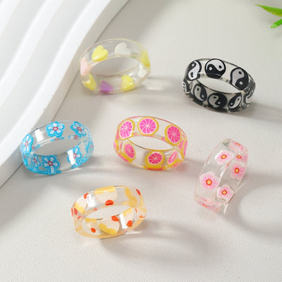 Casual Colorful Acrylic Fruit Women's Rings