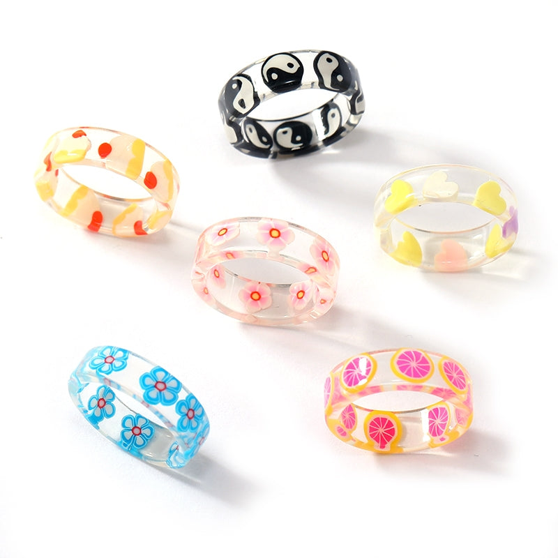 Casual Colorful Acrylic Fruit Women's Rings