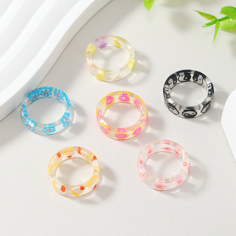 Casual Colorful Acrylic Fruit Women's Rings