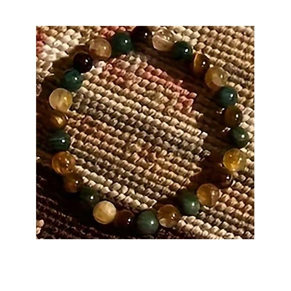 Casual Geometric Round Crystal Malachite and Tiger Eye Natural Stone Bracelet