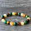 Casual Geometric Round Crystal Malachite and Tiger Eye Natural Stone Bracelet