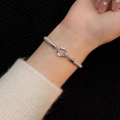 Geometric Sterling Silver Mobius Couple Bracelet Set