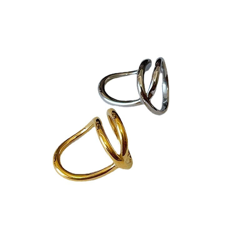 Minimalist Geometric 18k Gold Plated Titanium Steel Twist Rings