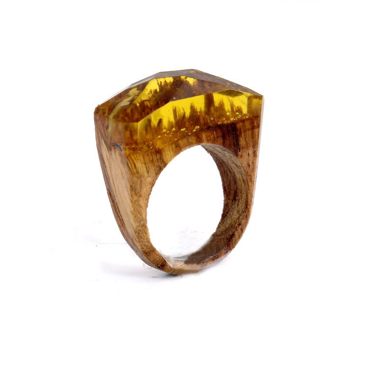 Casual Geometric Wood Resin Handmade Fashion Rings