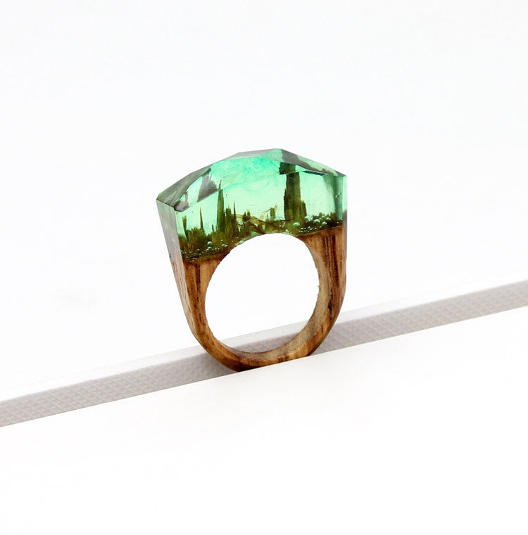 Casual Geometric Wood Resin Handmade Fashion Rings