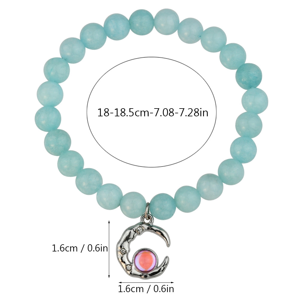 Casual Moon Crystal Beaded Women's Bracelet with Gemstone and Rhinestone Charms