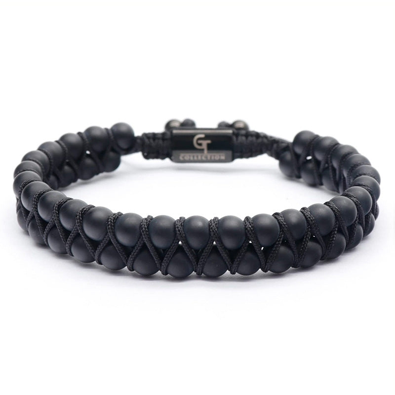 Handmade Natural Stone Double Layer Braided Bracelet - Tiger's Eye Beaded Design