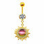 Casual Tropical Sunflower Gold Plated Rhinestone Belly Ring