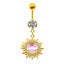 Casual Tropical Sunflower Gold Plated Rhinestone Belly Ring