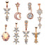 Casual Letter Fruit Snowflake Stainless Steel Copper Rose Gold Plated Rhinestones Zircon Belly Ring In Bulk