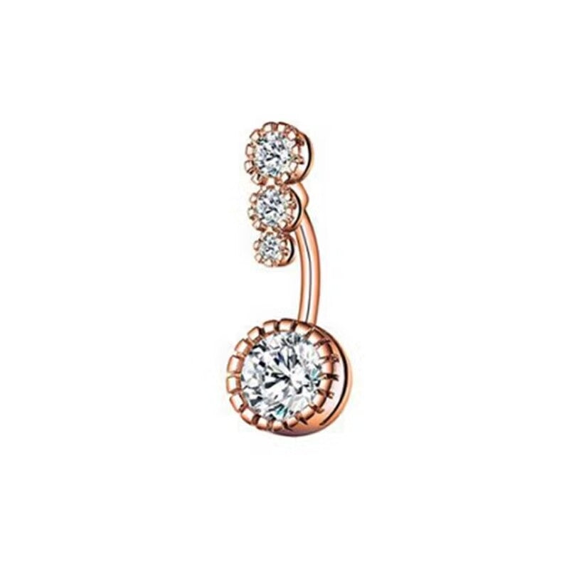 Rose Gold Plated Zircon Butterfly & Snowflake Belly Ring with Rhinestones