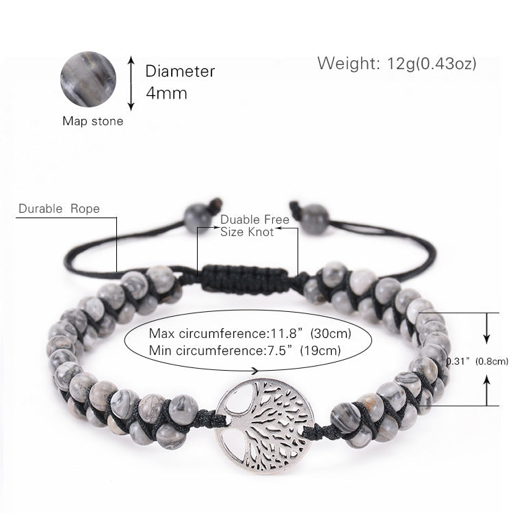 Casual Natural Stone Double Layer Tree of Life Yoga Bracelets