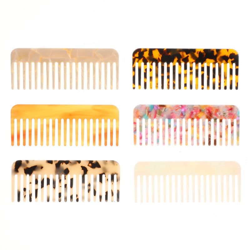 Casual European Fashion Acetate Marble Hair Comb - Anti-Static Women's Hairdressing Accessory