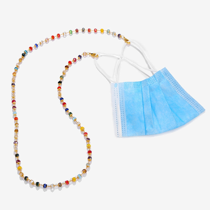 Bohemian Multicolor Crystal Beaded Glasses and Mask Chain for Women