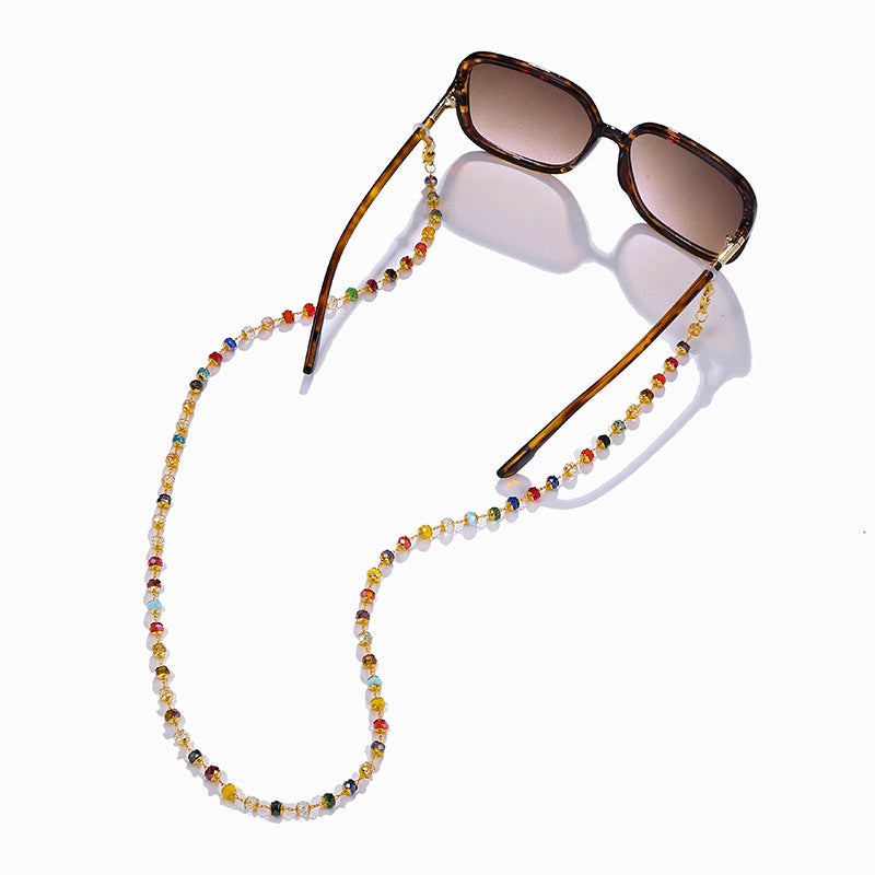 Bohemian Multicolor Crystal Beaded Glasses and Mask Chain for Women