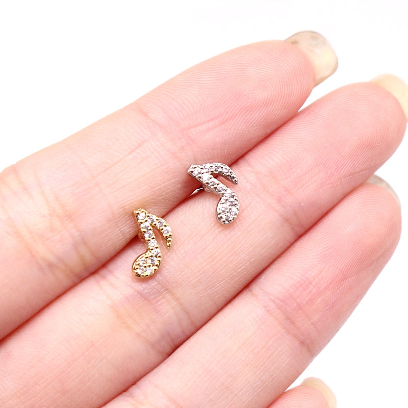 Casual Notes Stainless Steel Alloy Copper Plating Inlay Zircon White Gold Plated Gold Plated Nose Studs