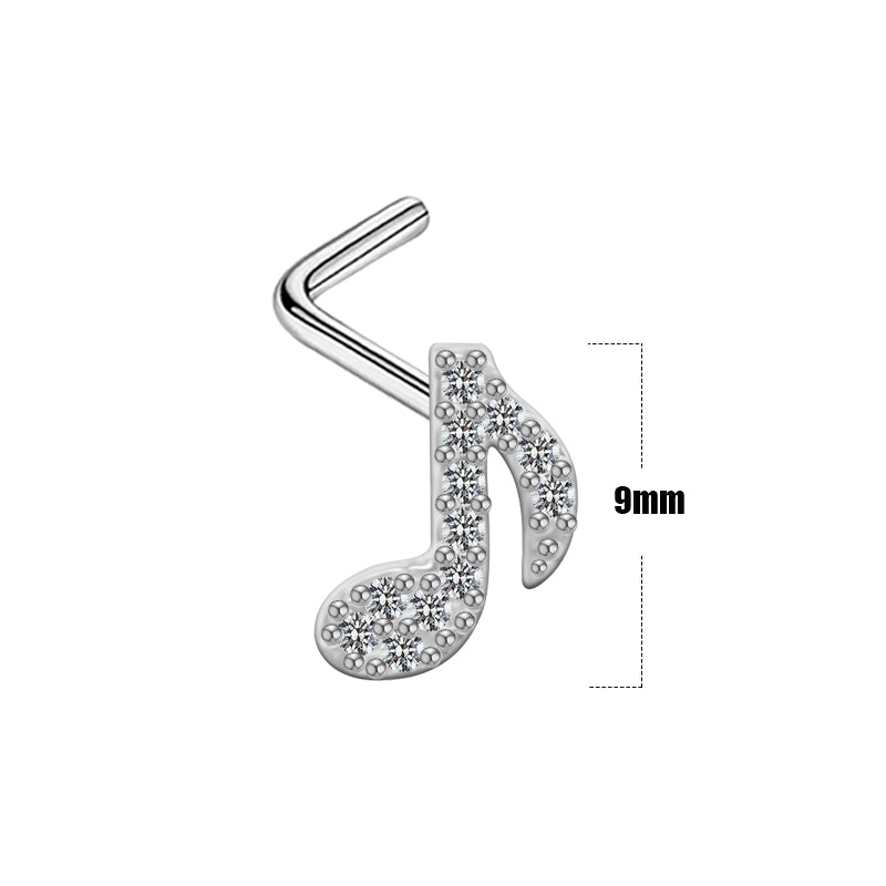 Casual Notes Stainless Steel Alloy Copper Plating Inlay Zircon White Gold Plated Gold Plated Nose Studs