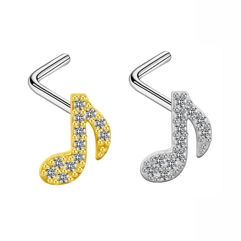 Casual Notes Stainless Steel Alloy Copper Plating Inlay Zircon White Gold Plated Gold Plated Nose Studs