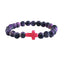 Unisex Retro Cross Beaded Bracelet with Colorful 8mm Artificial Crystal Beads