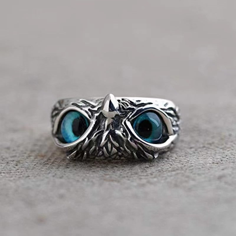 Silver Owl Adjustable Ring - Unique Vintage Style for Couples