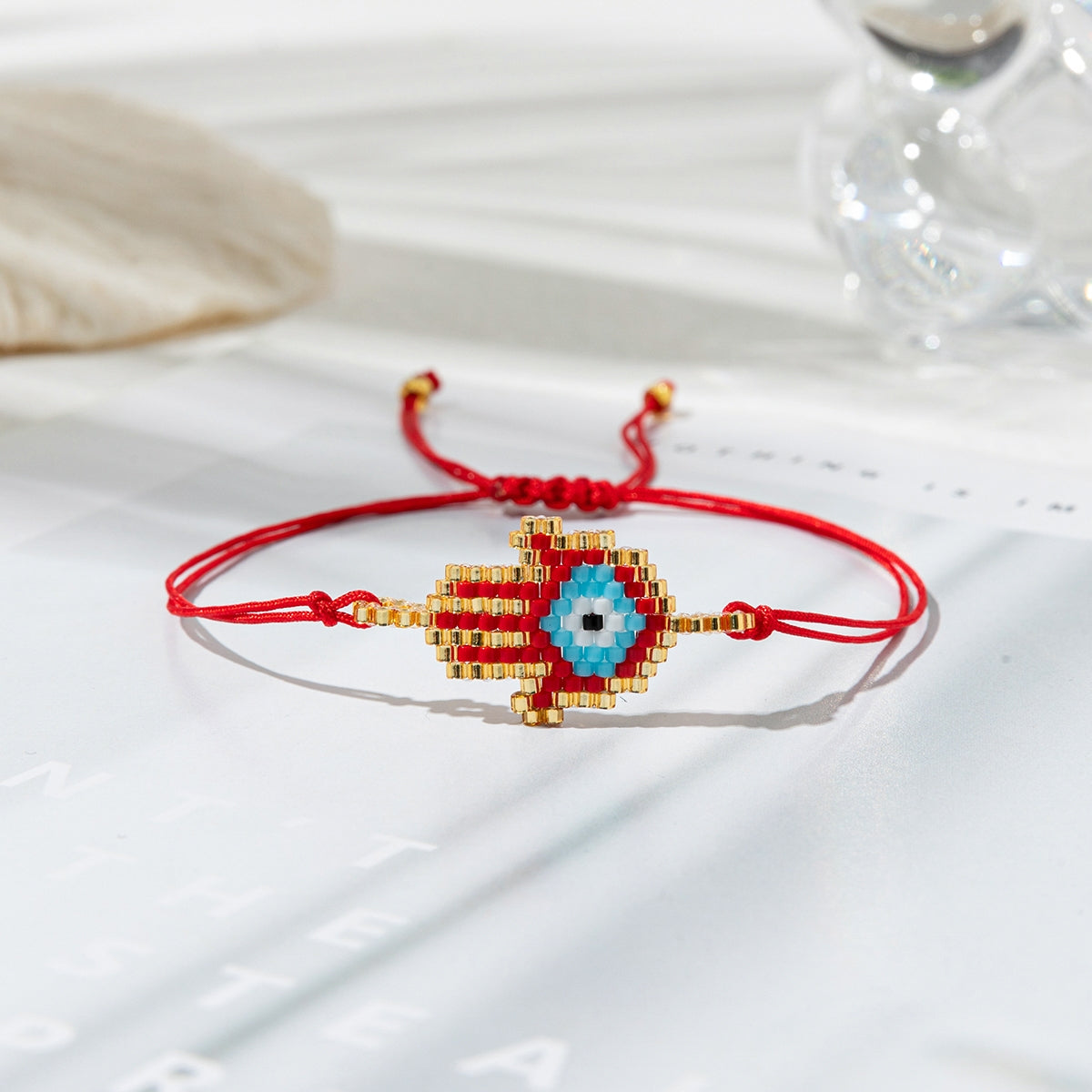 Handmade Ethnic Style Palm Eye Glass Miyuki Bracelet for Women