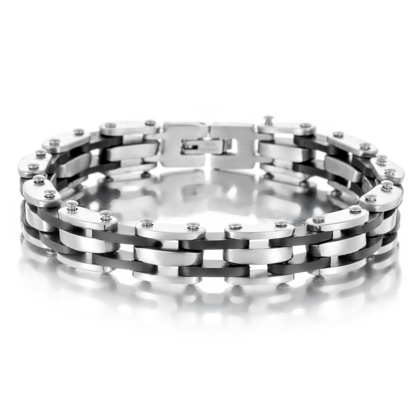 Casual Punk Multi-Layer Stainless Steel Silicone Men's Bracelet