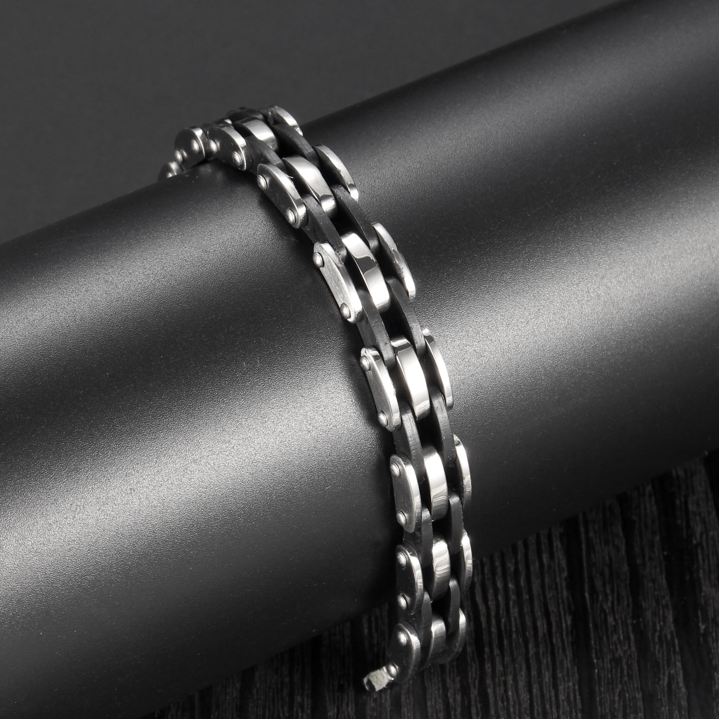 Casual Punk Multi-Layer Stainless Steel Silicone Men's Bracelet
