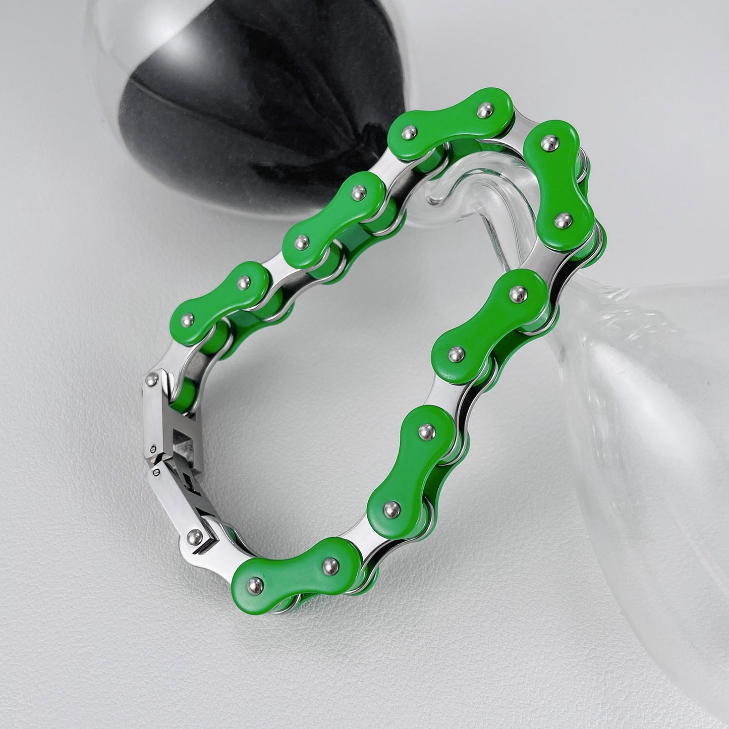 Men's Geometric Stainless Steel Biker Chain Bracelet