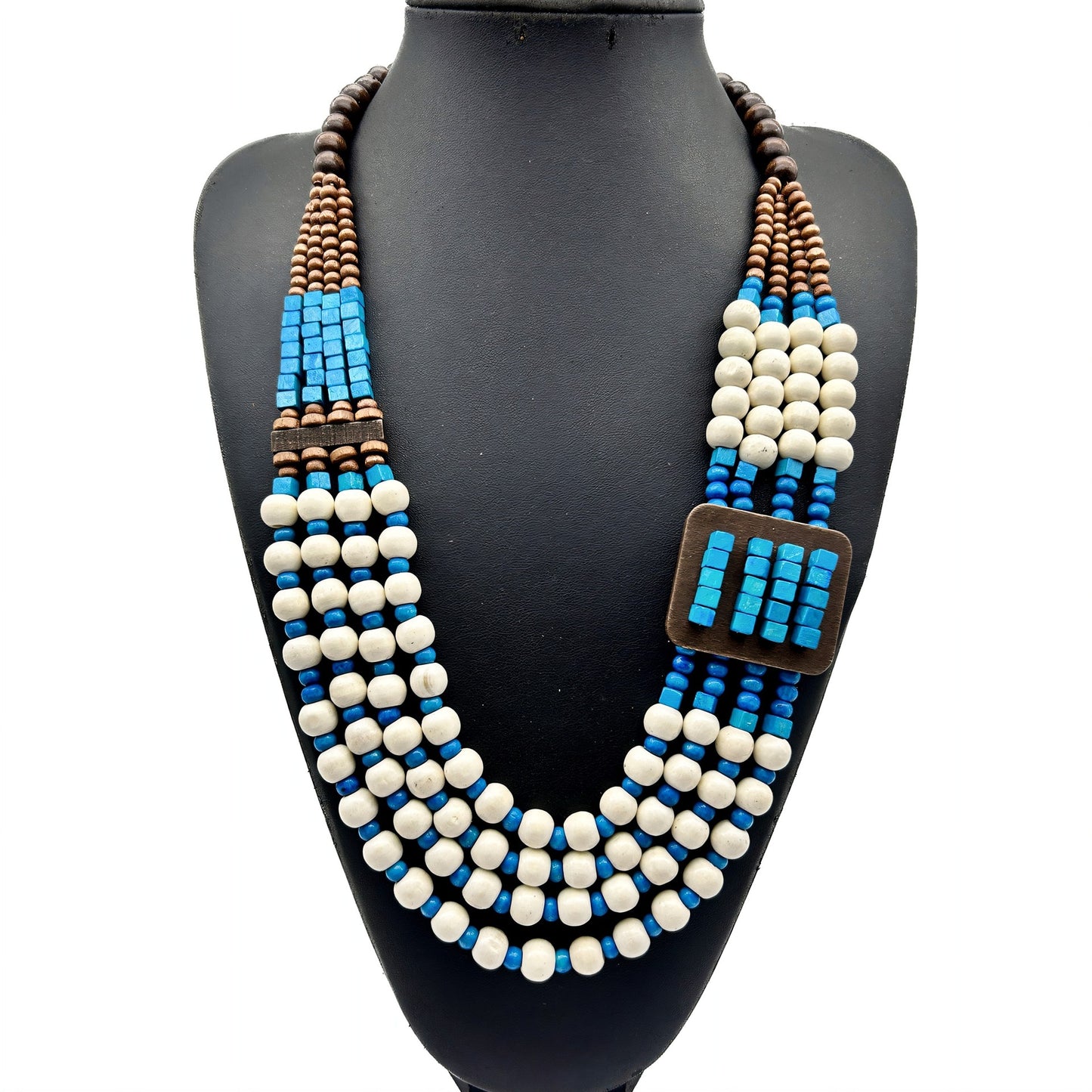 Casual Retro Multi-Layer Geometric Wood Bead Sweater Necklace