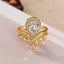 Casual Retro Geometric 18k Gold Plated Zircon Crown Teardrop Open Ring