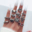 Vintage Heart & Butterfly Enamel Rhinestone Women's Ring Set - 11 Pieces