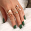 Bohemian Retro Punk Elephant Opal Crystal Midi Knuckle Ring Set for Women