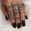 Bohemian Retro Punk Elephant Opal Crystal Midi Knuckle Ring Set for Women