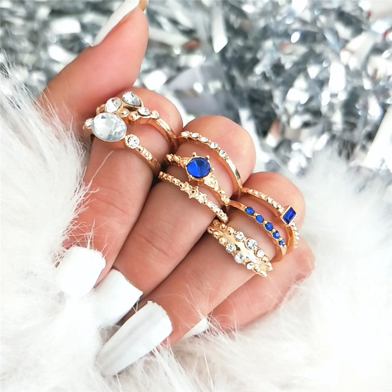 Bohemian Retro Punk Elephant Opal Crystal Midi Knuckle Ring Set for Women