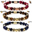 Casual Retro Natural Stone Zircon Beaded Bracelet with Colorful Tiger Eye Beads