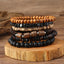 Casual Retro Geometric Wood Beaded Multi-Layer Unisex Bracelet