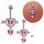 Casual Heart Shape Zircon Inlay Stainless Steel Belly Ring and Nose Studs