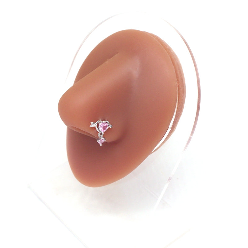 Casual Heart Shape Zircon Inlay Stainless Steel Belly Ring and Nose Studs