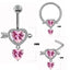 Casual Heart Shape Zircon Inlay Stainless Steel Belly Ring and Nose Studs