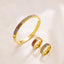 Casual Titanium Steel Zircon Inlay 18k Gold Plated Ring and Bracelet Set