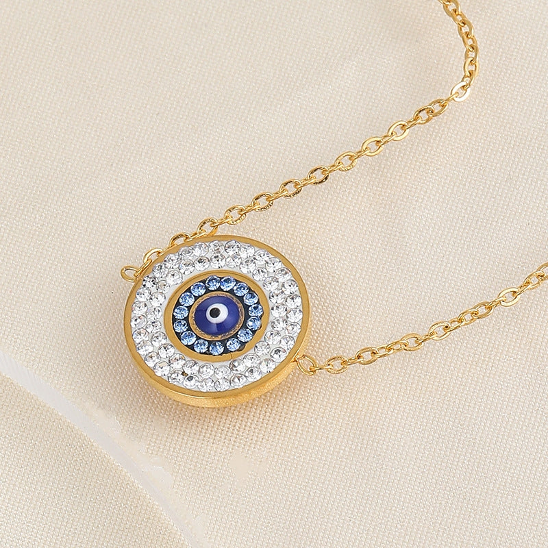 Casual Shiny Evil Eye Zircon Stainless Steel Chain Bracelet