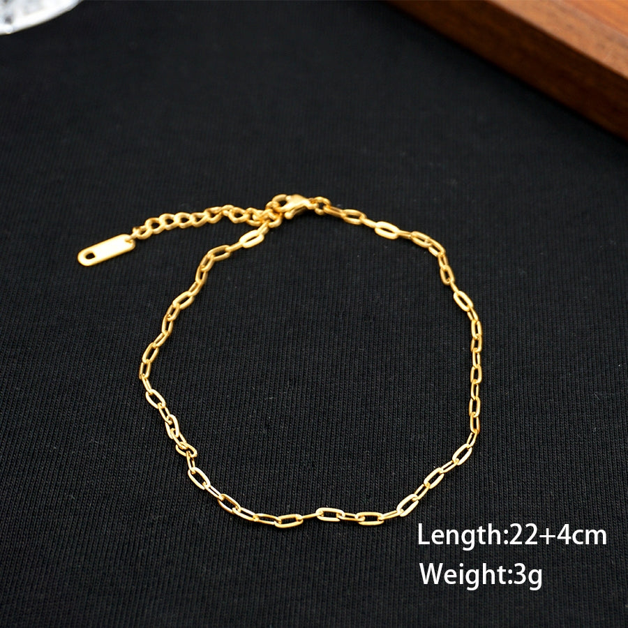 Gold Plated Stainless Steel Adjustable Women's Anklet Set