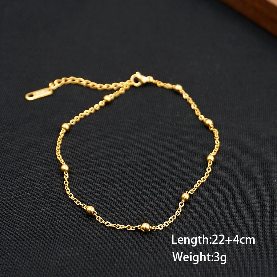 Gold Plated Stainless Steel Adjustable Women's Anklet Set