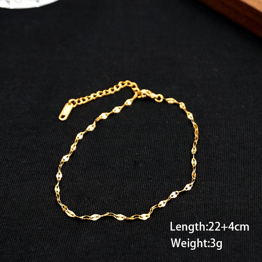 Gold Plated Stainless Steel Adjustable Women's Anklet Set