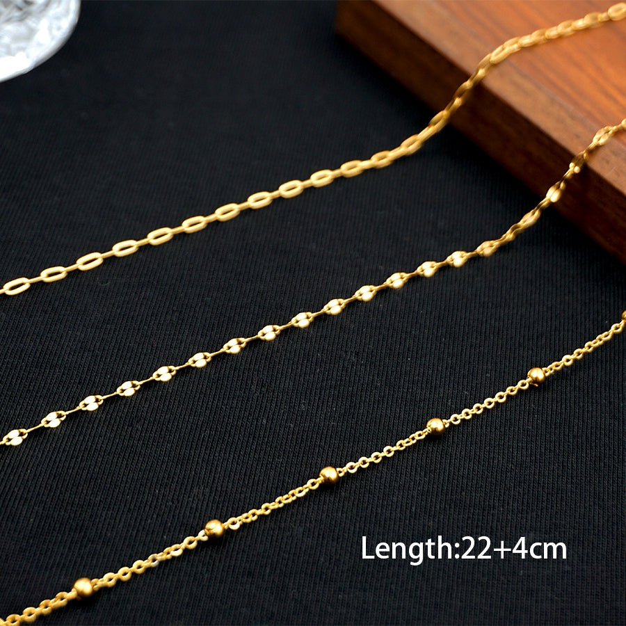 Gold Plated Stainless Steel Adjustable Women's Anklet Set