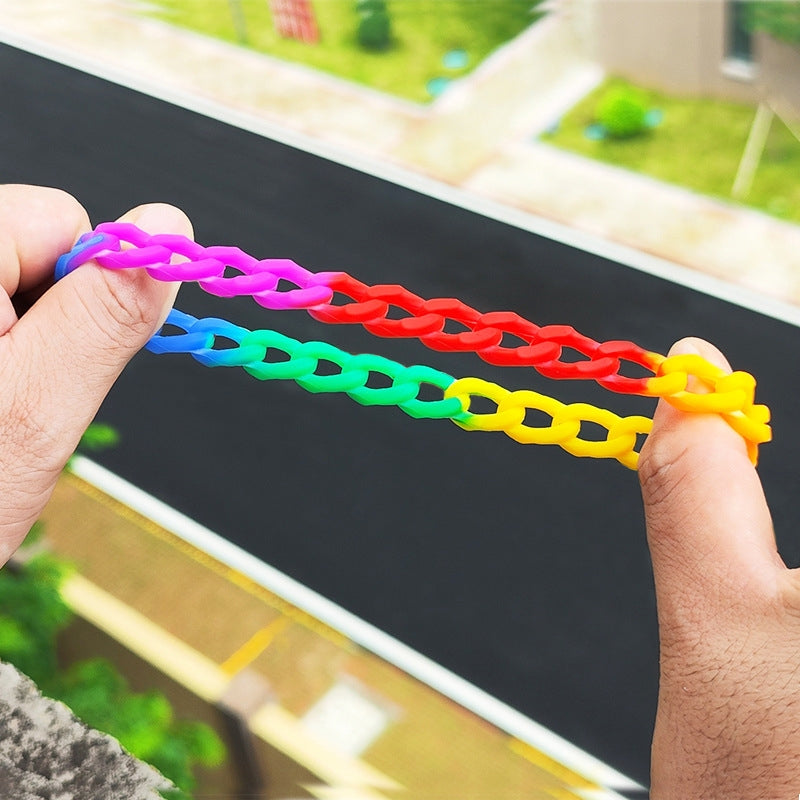 Casual Color Block Silicone Braided Wristband Fashion Bracelet