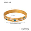 Casual Retro Palace Style Turquoise Rhinestone Gold-Plated Titanium Steel Bangle Bracelet