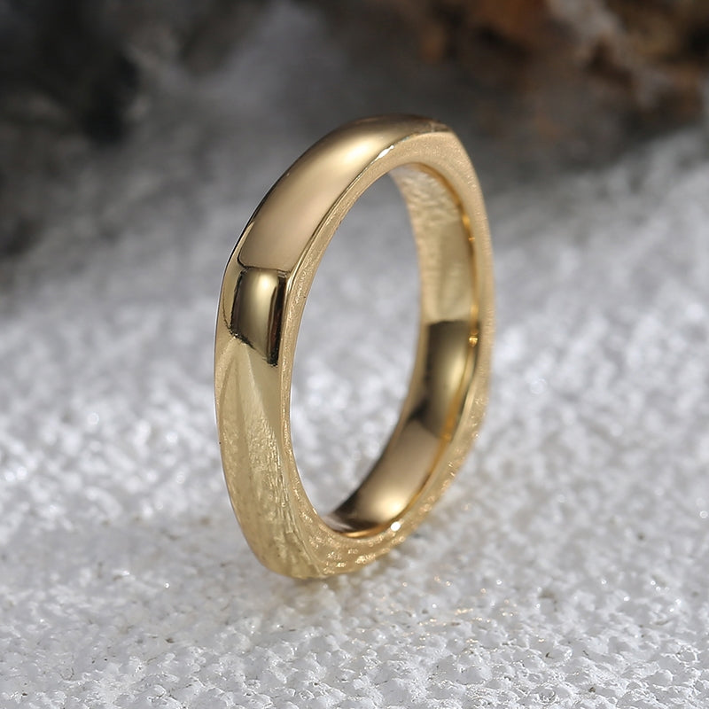 Minimalist Geometric 18k Gold Plated Copper Ring for Women